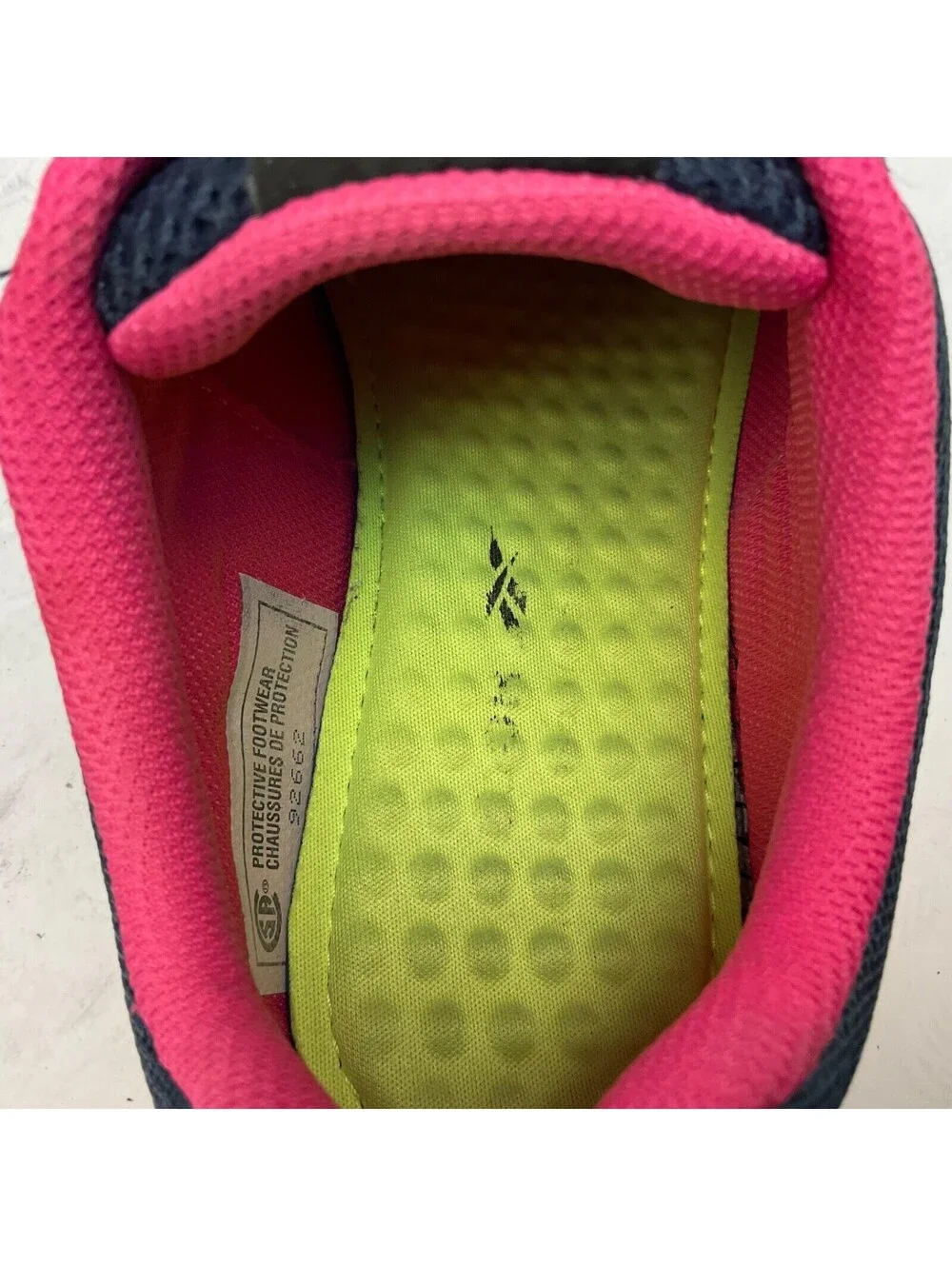 Reebok Women's Sublite Alloy Toe Athletic Work Shoe IB046 Navy/Pink 8.5W